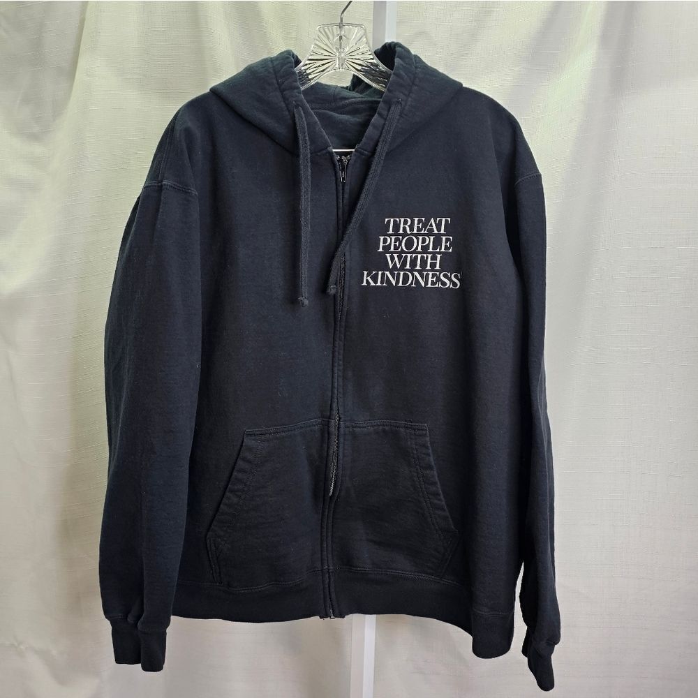 Black Treat People With Kindness Full Zip Up Hoodie Size XL
